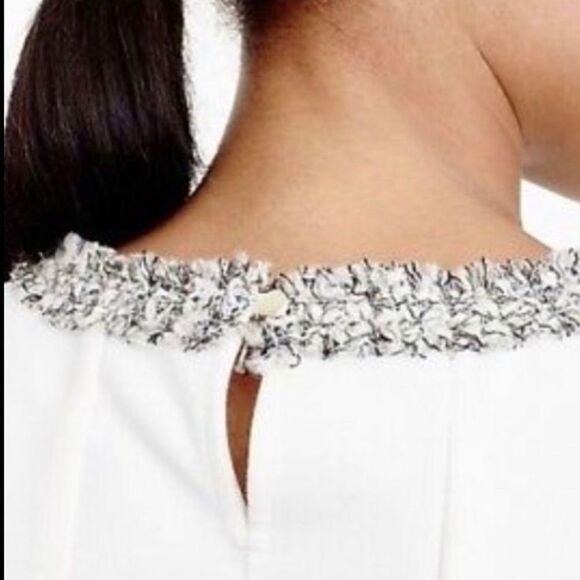 J Crew Silver Ivory Stripe Blue Gray Textured Boucle Sleeveless Shell S - Picture 2 of 8